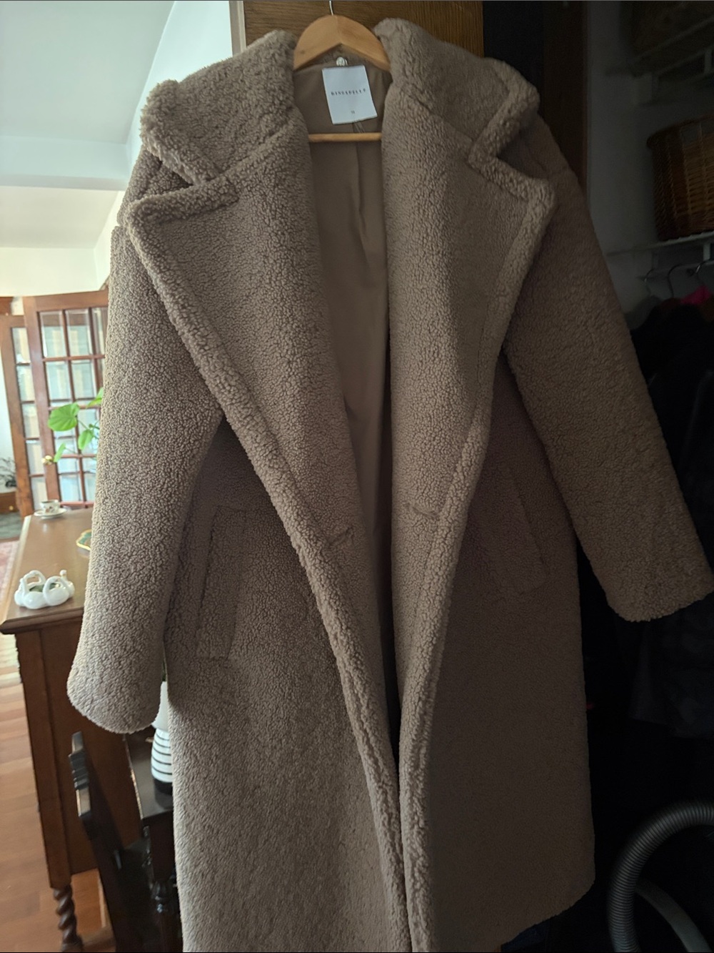 Taupe Faux Shearling Teddy Coat - Women